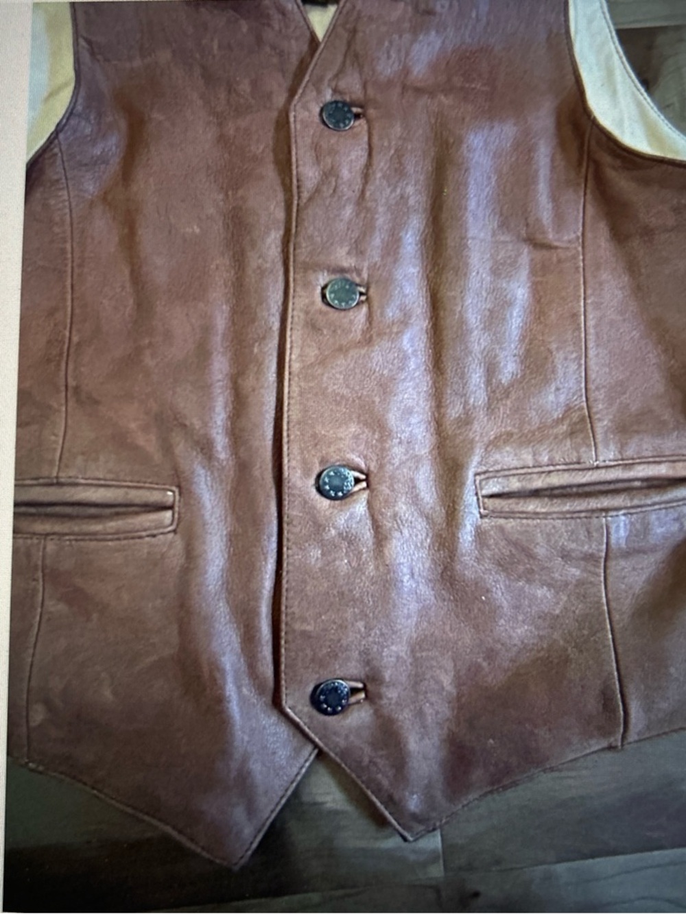 Wilsons Leather Brown Leather Button-Front Vest - Picture 3 of 5